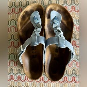 Birkenstock Gizeh Braided Blue Gray Sandal - Size 39 Used
